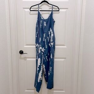 Buenos Ninos Blue & White Tie Dye Boho Wide Leg Jumpsuit
